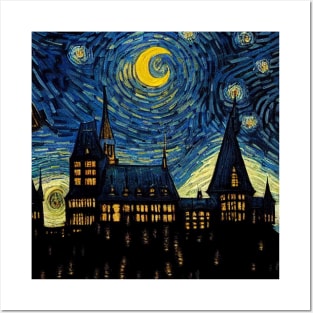 Starry Night Wizarding School Van Gogh Posters and Art